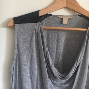 Grey Cotton tank with faux leather shoulders. Gently used. Great condition.